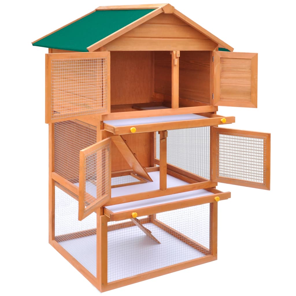 Vidaxl rabbit loft for outside with 3 floors of wood