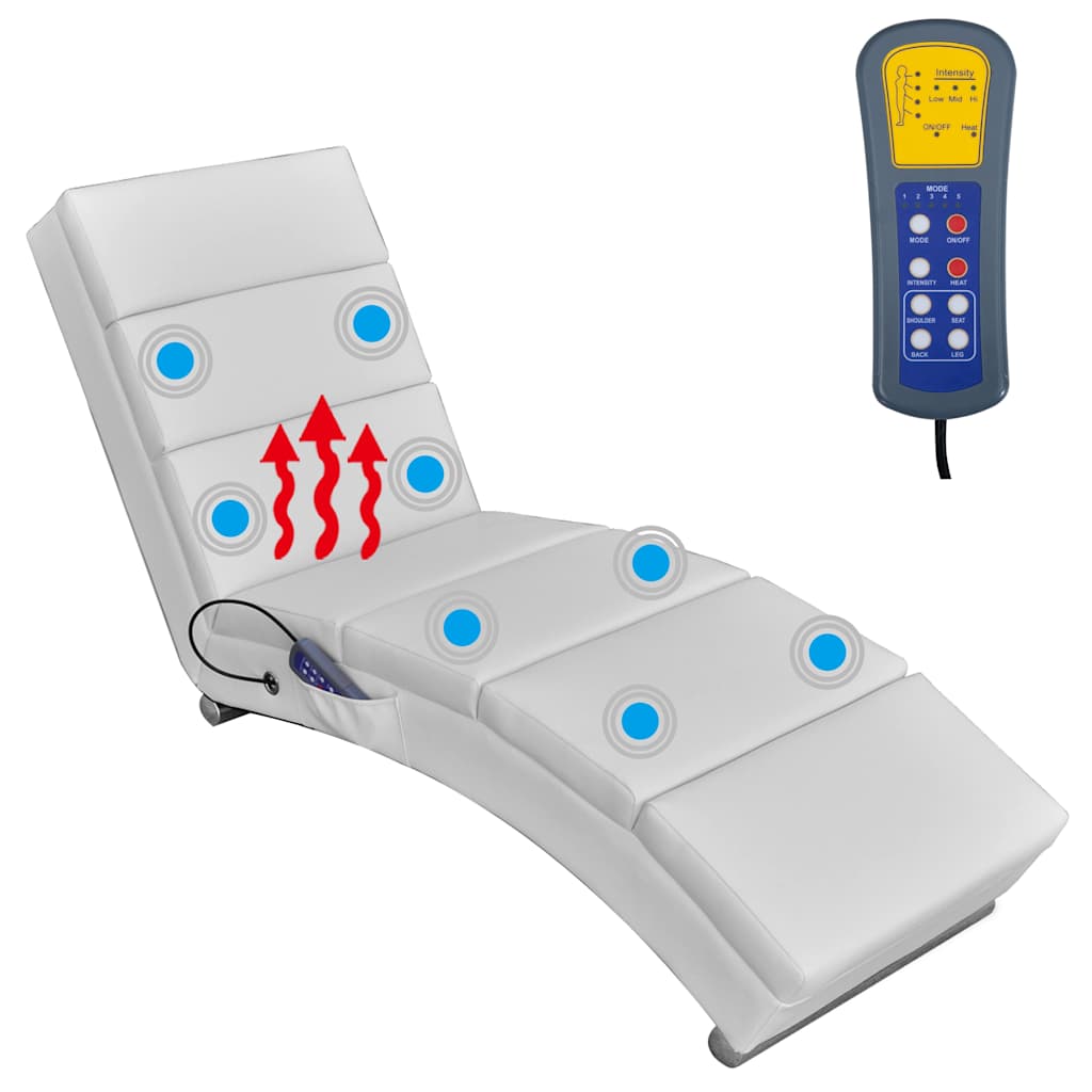 Vidaxl massagelounger kunstleer wit