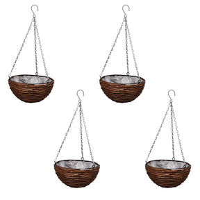 Vidaxl hangbak wilgenhout met voering en ketting 4 stuks