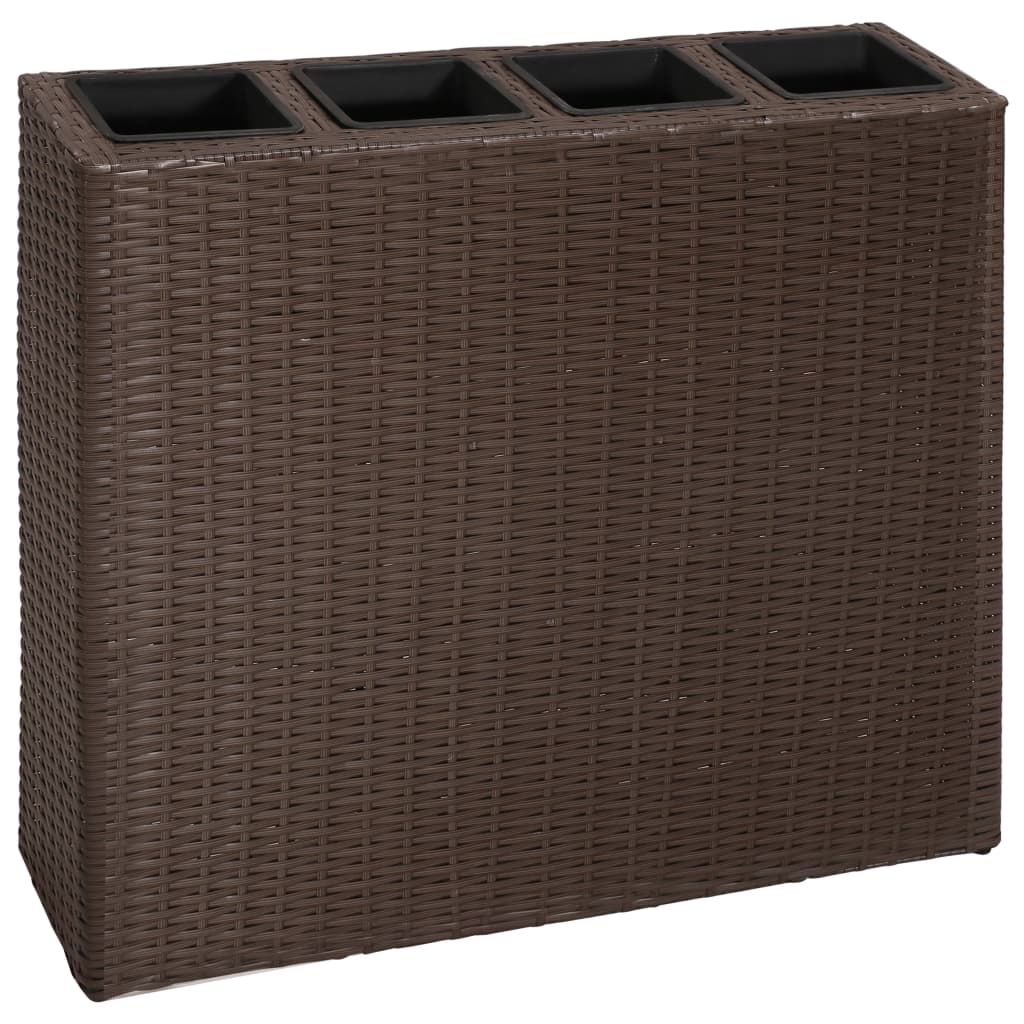 Vidaxl sadilnik, vzgojen s 4 lonci Poly rattan Brown