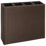 Vidaxl Planter hevet med 4 potter Poly Rattan Brown