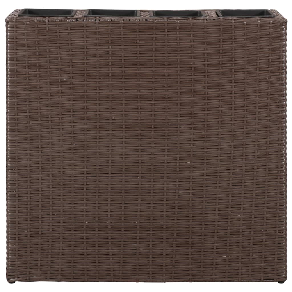 Vidaxl sadilnik, vzgojen s 4 lonci Poly rattan Brown