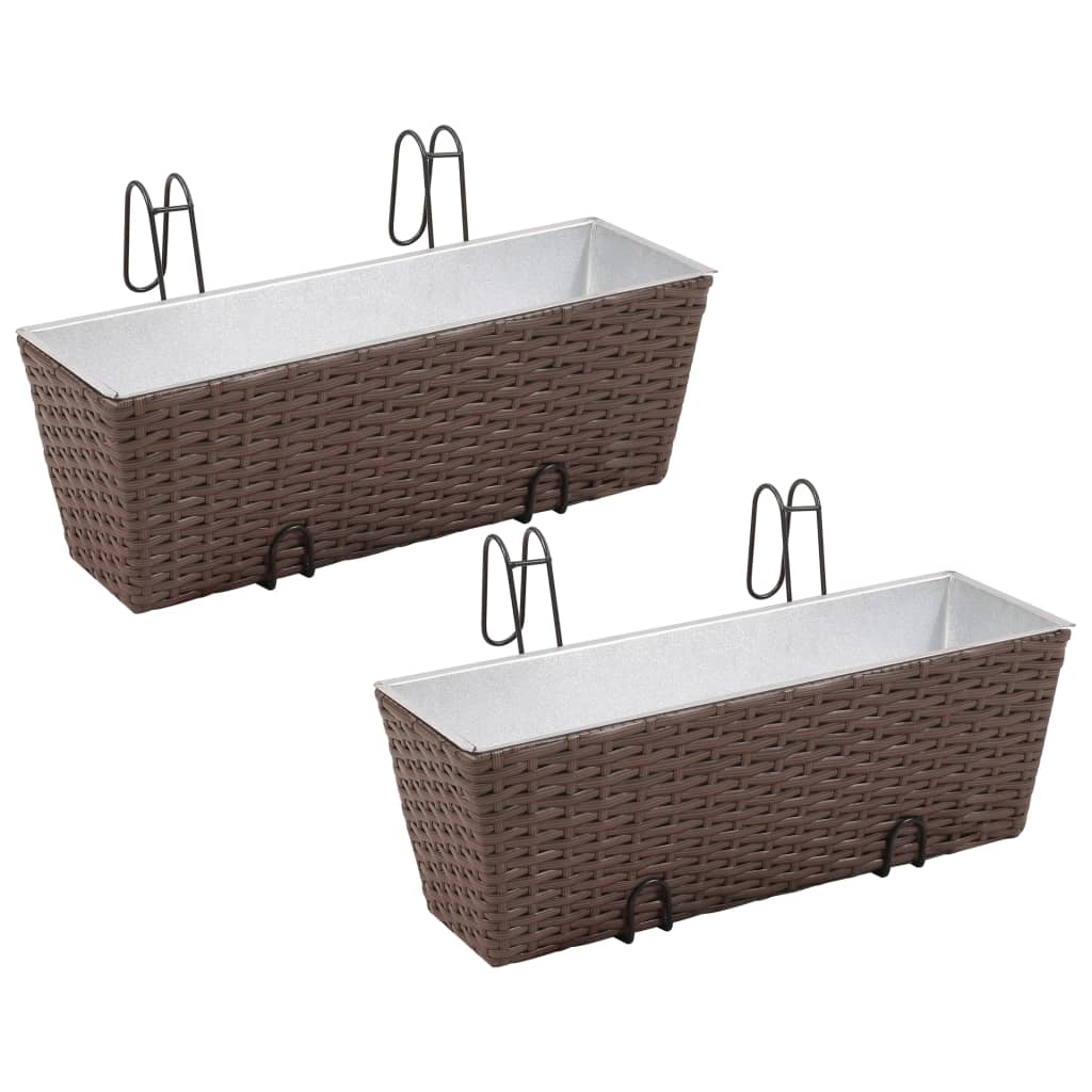 Vidaxl Balcony plants bins 2 st 50 cm Rattan Brown