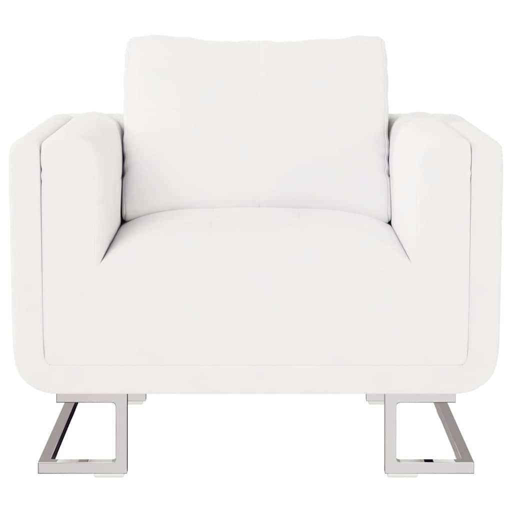 Vidaxl fauteuil met verchroomde poten kubus kunstleer wit