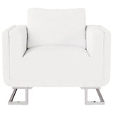 Vidaxl fauteuil met verchroomde poten kubus kunstleer wit