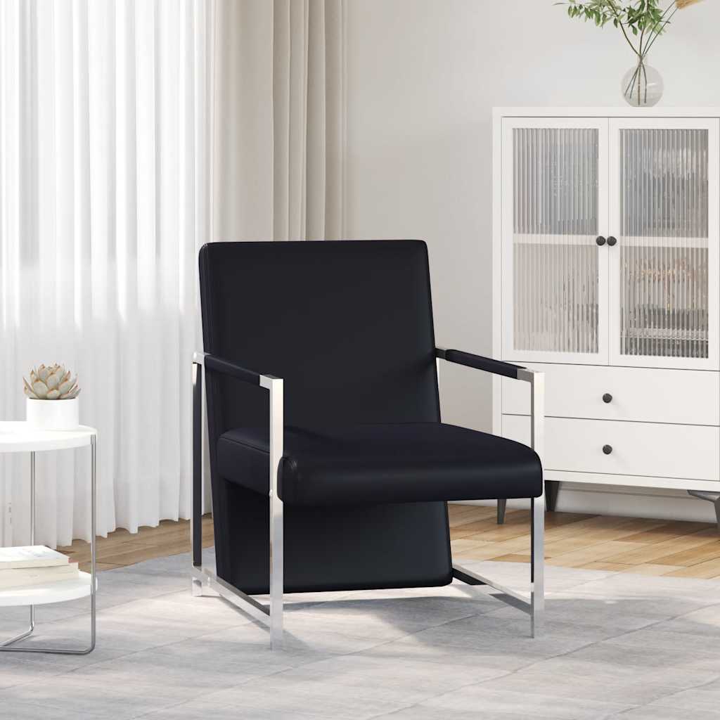 Vidaxl fauteuil met chromen poten kunstleer zwart