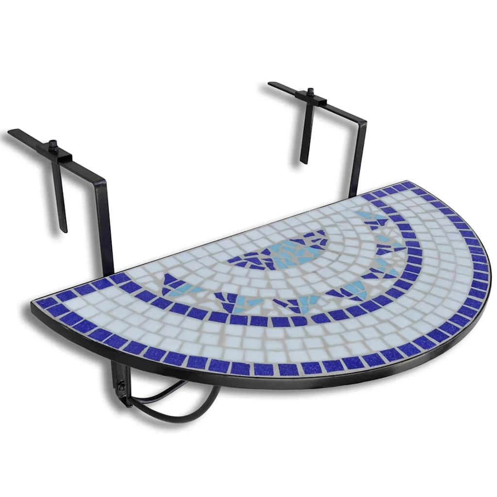 Vidaxl balkontafel hangend mozaïek blauw en wit