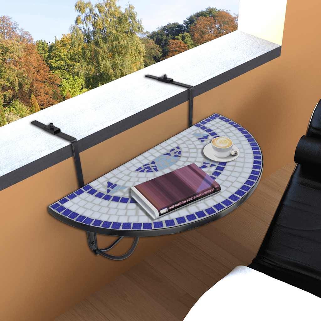 Vidaxl balkontafel hangend mozaïek blauw en wit