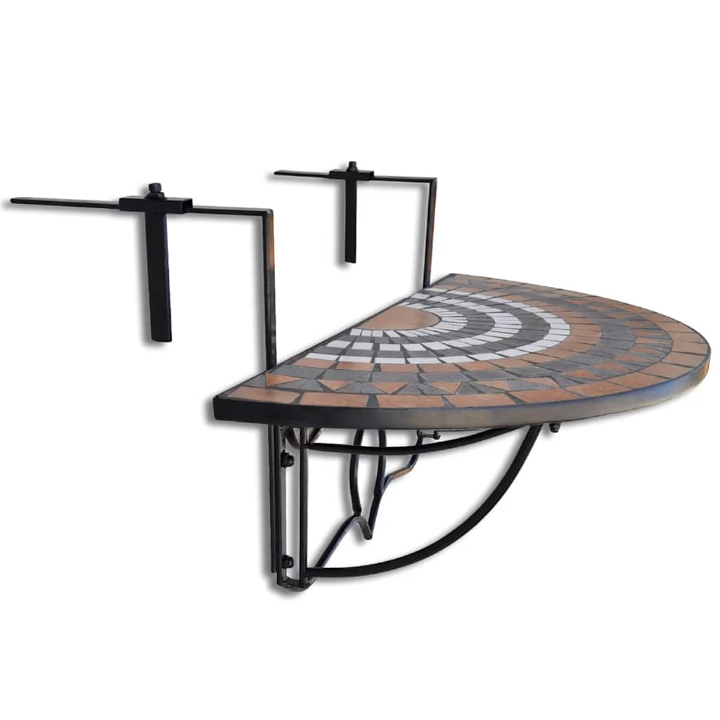 Vidaxl balkontafel hangend mozaïek terracottakleurig en wit