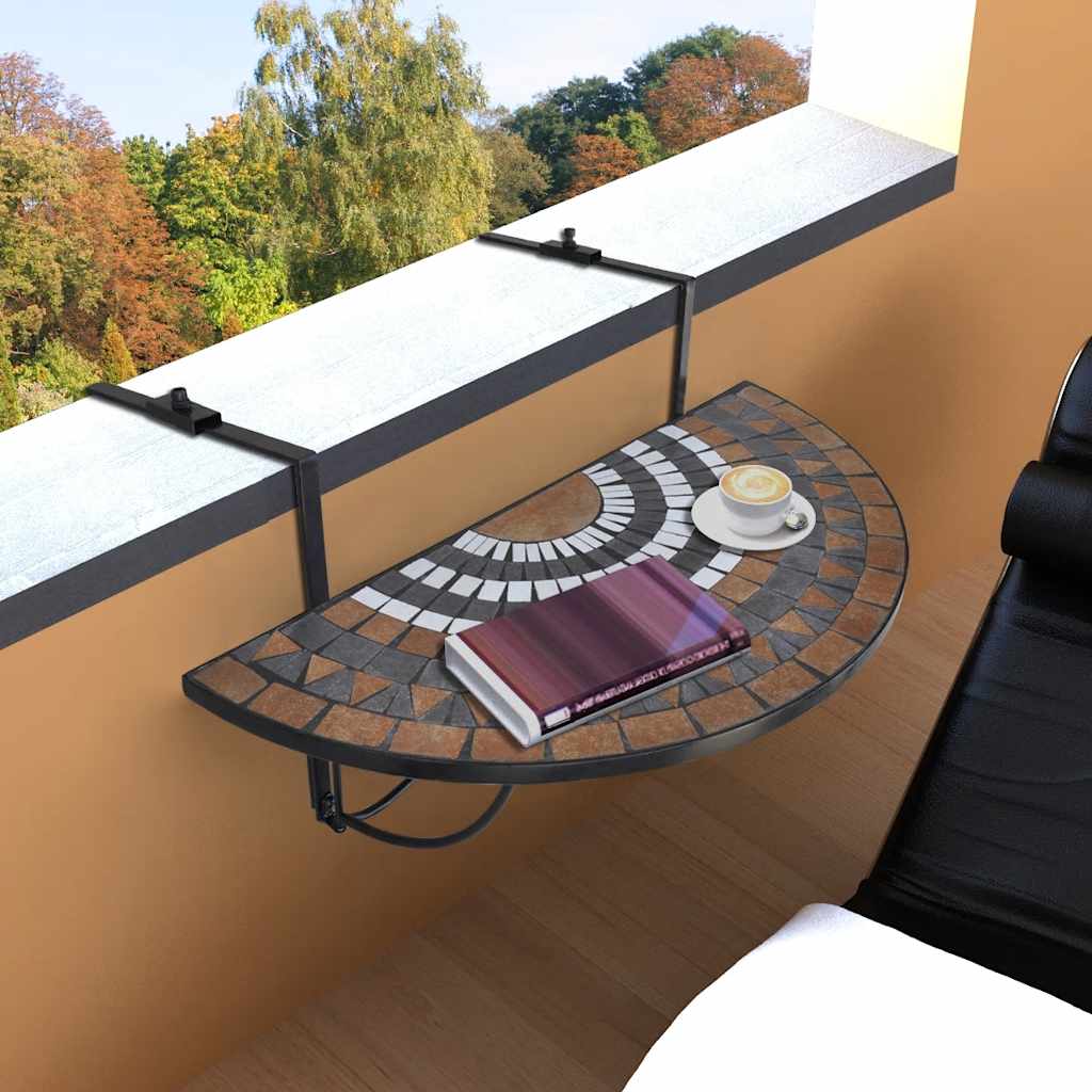 Vidaxl balkontafel hangend mozaïek terracottakleurig en wit