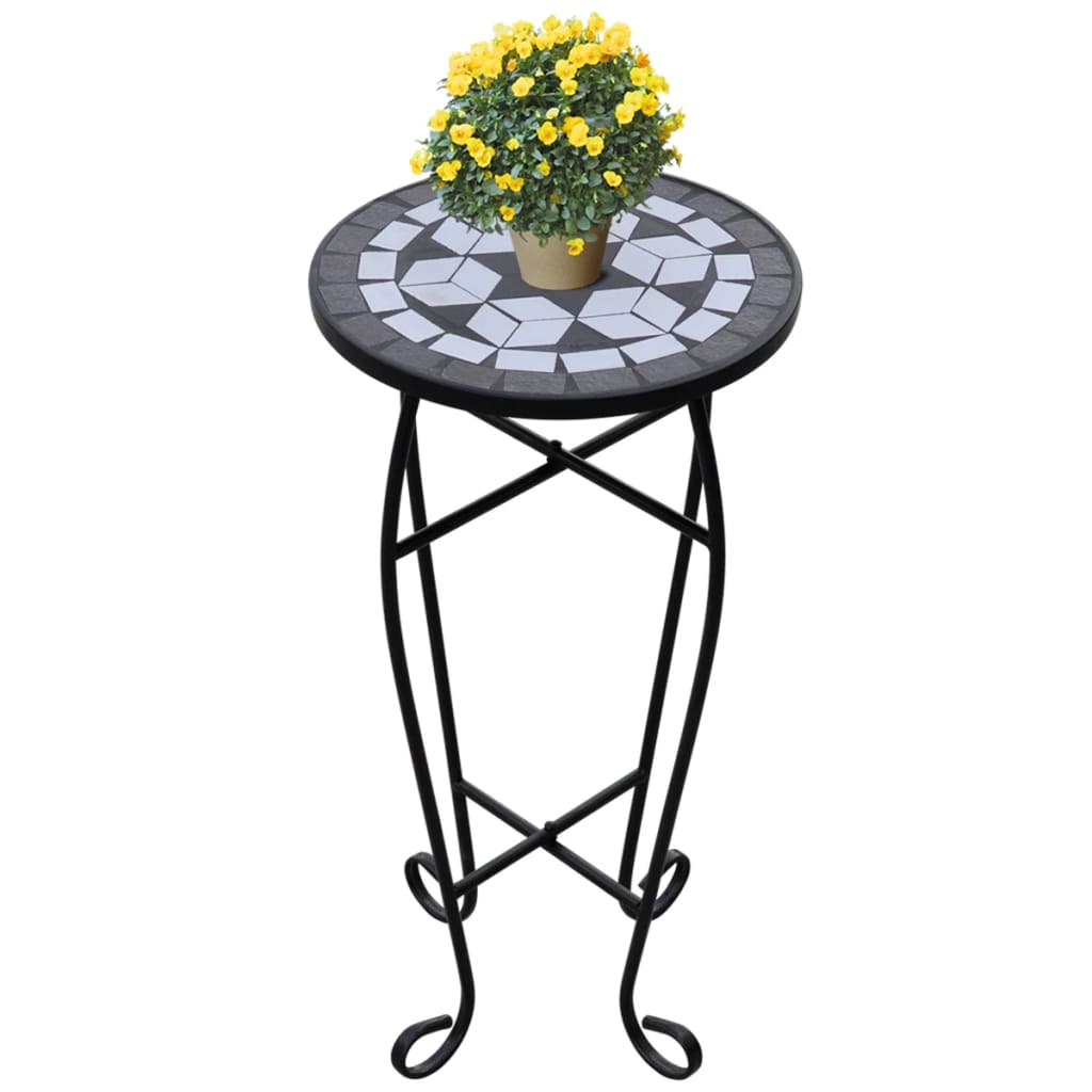 Vidaxl Bee table mosaic black and white