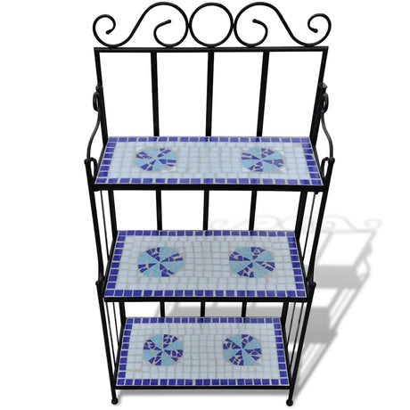 Vidaxl plantenstandaard mozaïekpatroon blauw wit