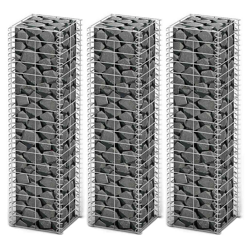 Vidaxl 3-delige schanskorfset 25x25x100 cm gegalvaniseerd draad