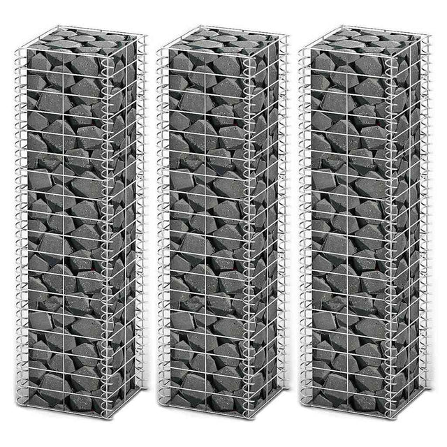 Vidaxl 3-delige schanskorfset 25x25x100 cm gegalvaniseerd draad