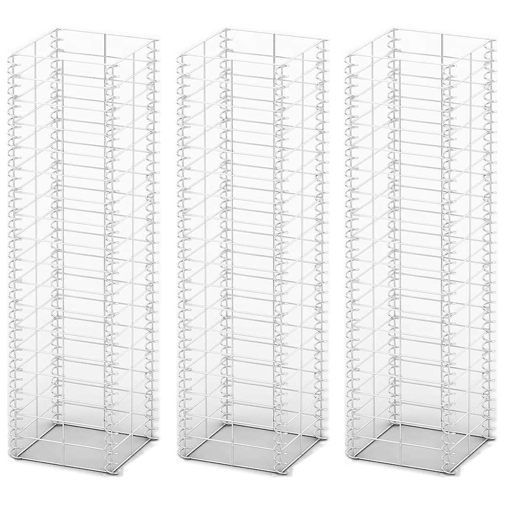 Vidaxl 3-delige schanskorfset 25x25x100 cm gegalvaniseerd draad