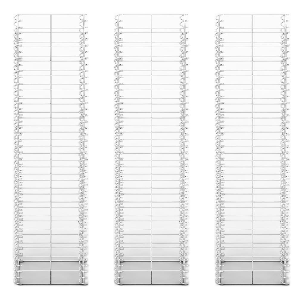 VIDAXL 3-teiliger Schans Korbset 25x25x100 cm verzinkter Draht