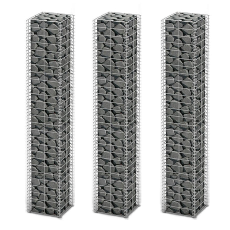 Vidaxl 3-delige schanskorfset 25x25x150 cm gegalvaniseerd draad