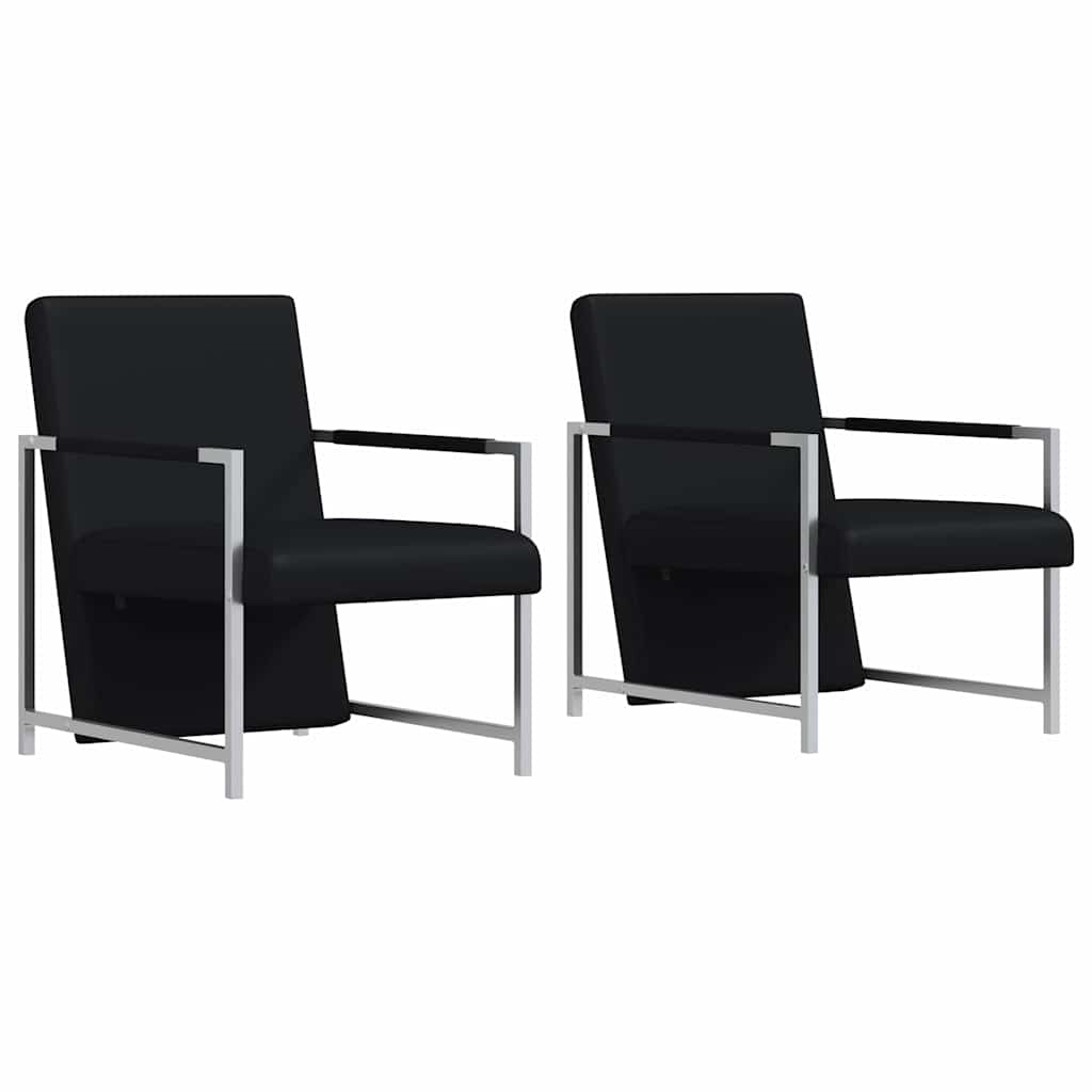 Vidaxl fauteuils 2 st met chroom frame kunstleer zwart
