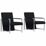 Vidaxl fauteuils 2 st met chroom frame kunstleer zwart