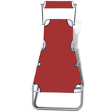 Vidaxl ligbed inklapbaar met luifel staal en stof rood
