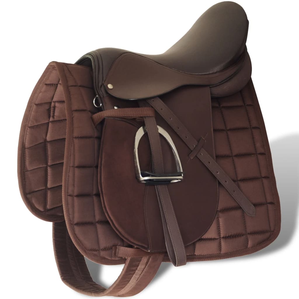 Vidaxl Horse Jazi Riding Saddle 5-w-1 17,5 '' 12 cm prawdziwy skórzany brąz