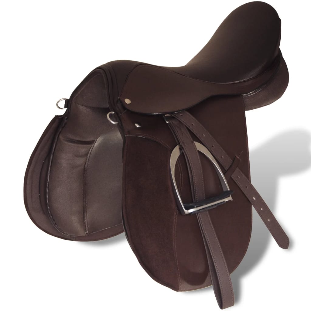 Vidaxl Horse Jazi Riding Saddle 5-w-1 17,5 '' 12 cm prawdziwy skórzany brąz