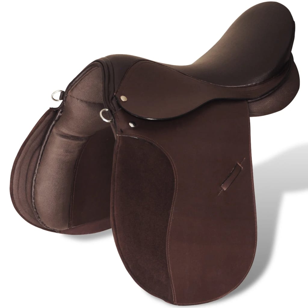 Vidaxl Horse Jazi Riding Saddle 5-w-1 17,5 '' 12 cm prawdziwy skórzany brąz