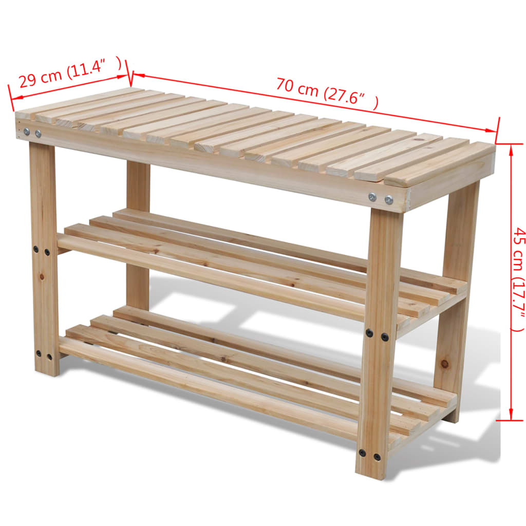 Vidaxl Shoe Rack s lavičkou 2 v 1 pevném borovici