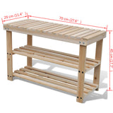 Vidaxl shoe rack with bench 2-in-1 solid pinewood