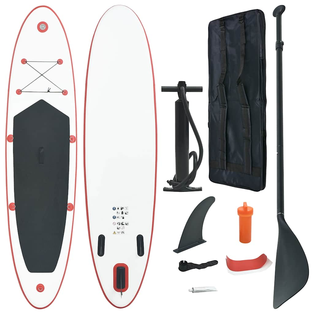 Vidaxl Stand Up Paddleboard Set aufblasbare Rot und Weiß