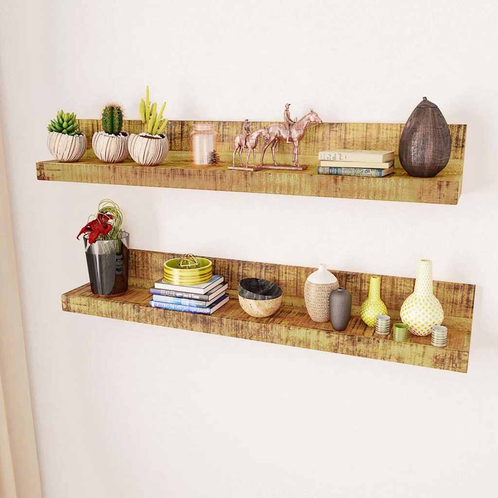 Vidaxl wandschappen 2 st massief hout