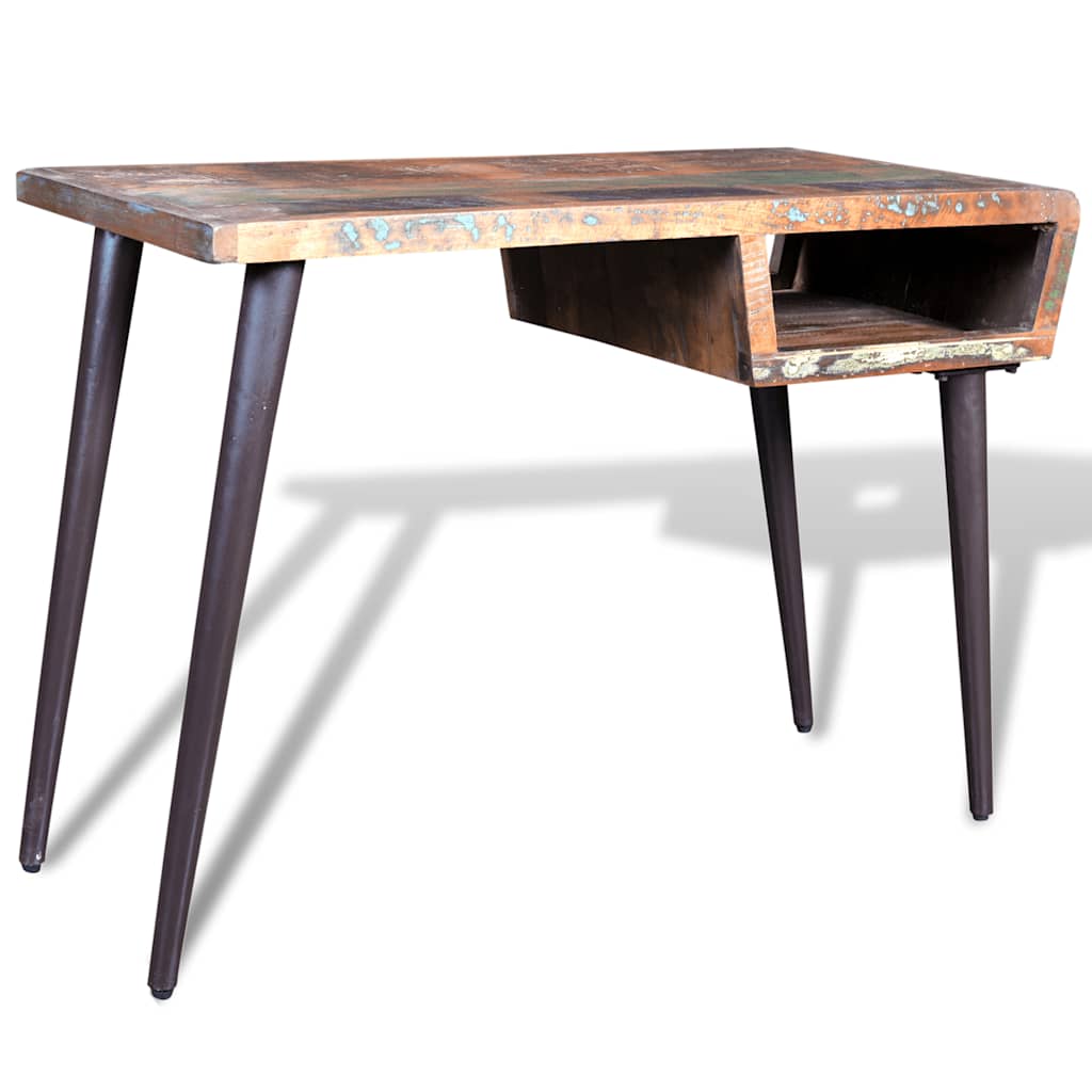 Vidaxl bureau met ijzeren poten gerecycled hout