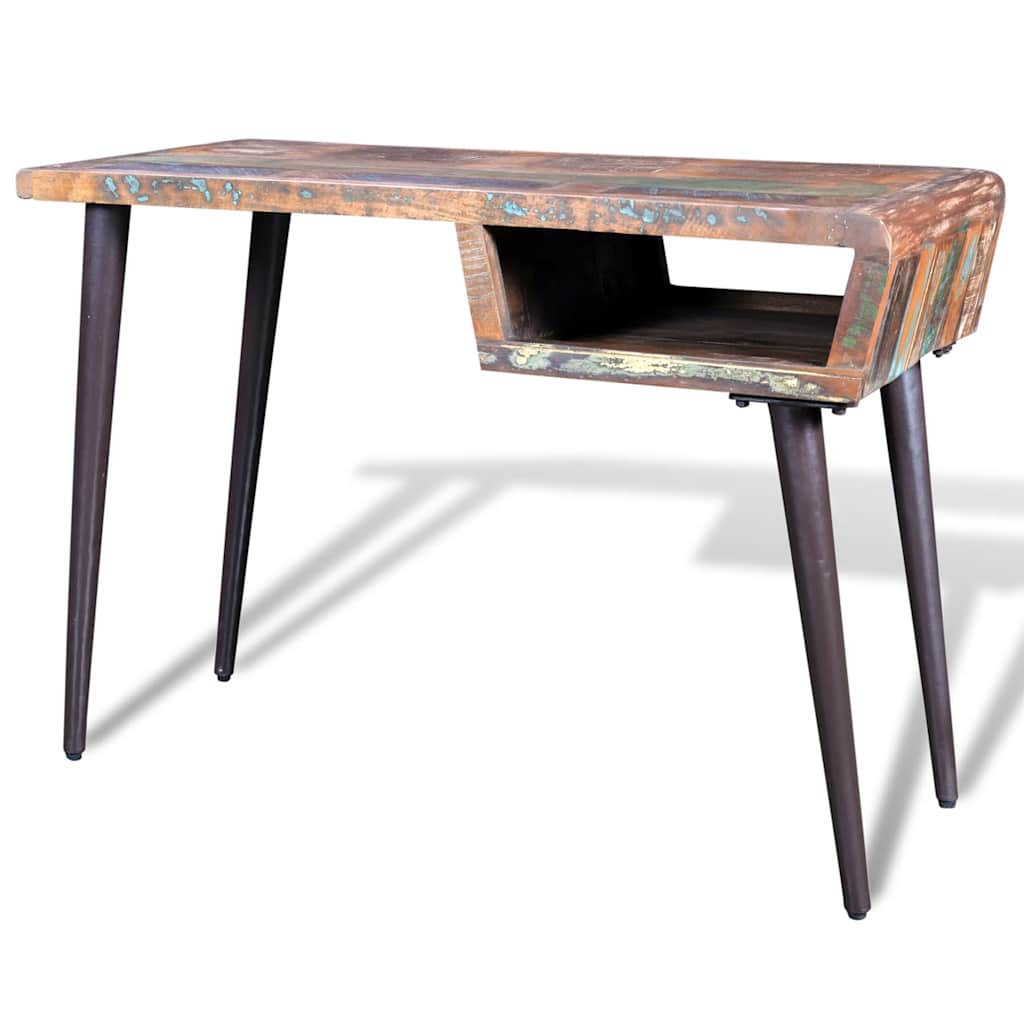 Vidaxl bureau met ijzeren poten gerecycled hout