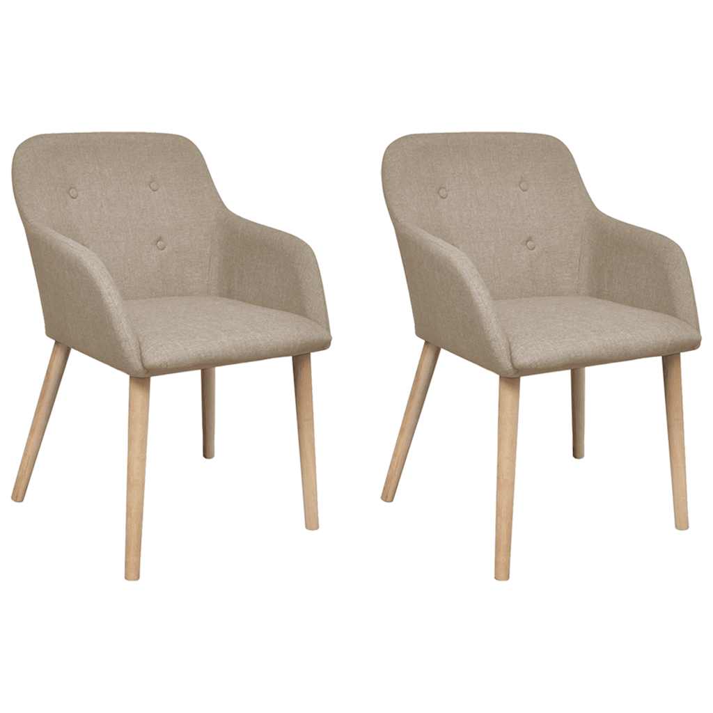 Vidaxl eetkamerstoelen 2 st stof en massief eikenhout beige
