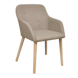 Vidaxl eetkamerstoelen 2 st stof en massief eikenhout beige