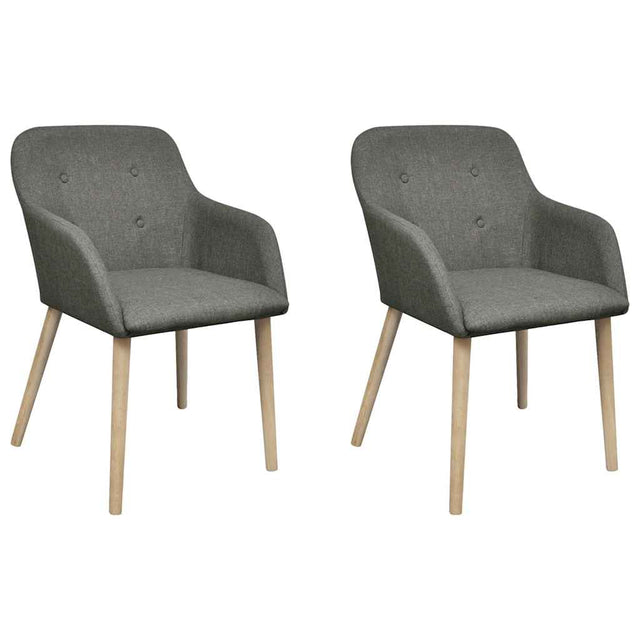 Vidaxl eetkamerstoelen 2 st stof en massief eikenhout lichtgrijs