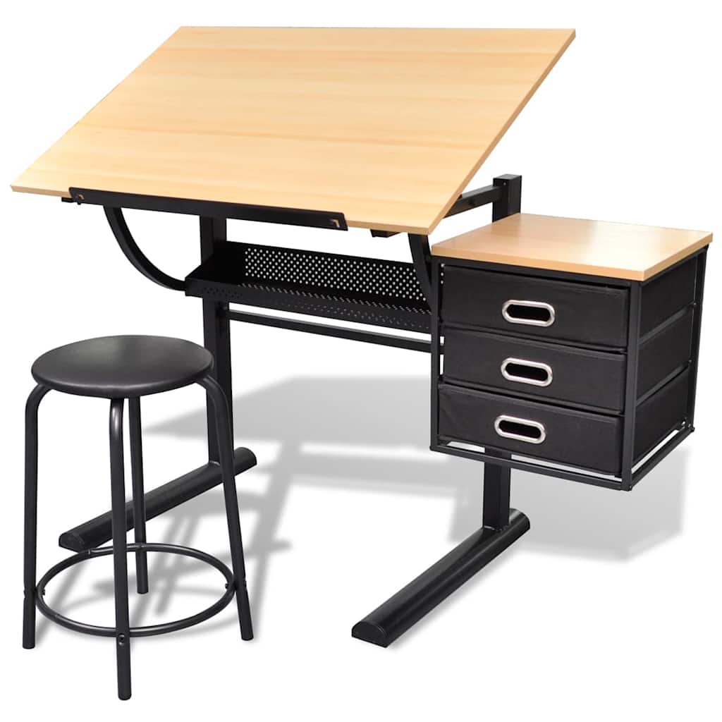 Vidaxl tekentafel met kastje + kruk