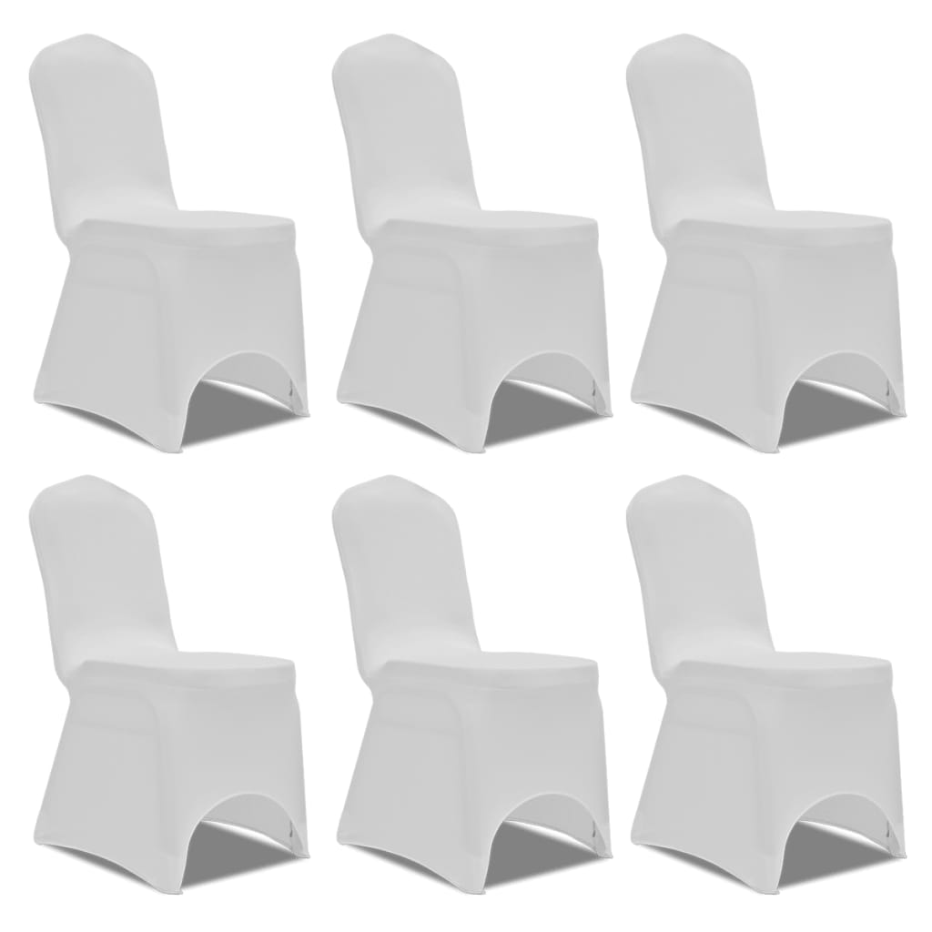 Cubierta de silla Vidaxl estirado blanco (6 piezas)