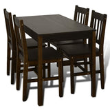 Vidaxl eettafel met 4 stoelen hout bruin