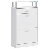 Vidaxl schoenenkast met lade en glazen schap wit hout