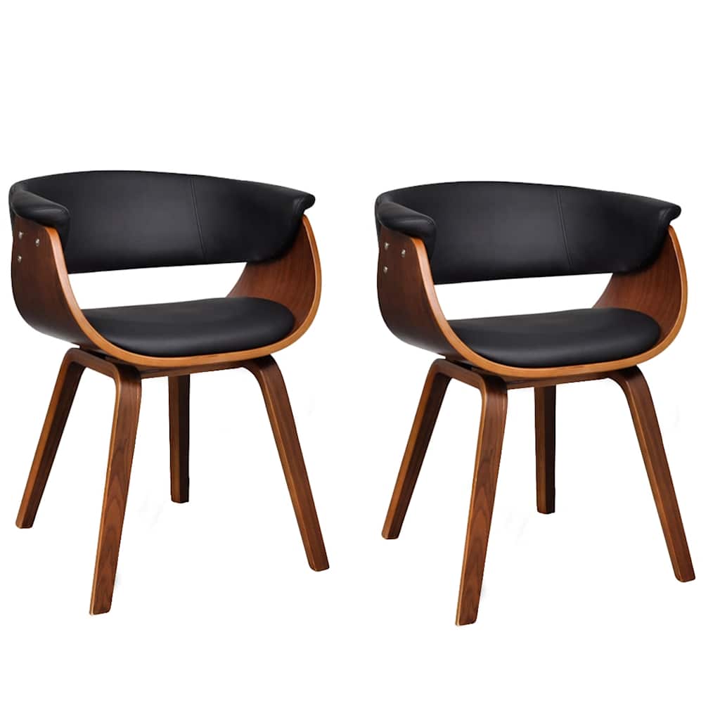 Vidaxl eetkamerstoelen 2 st gebogen hout en kunstleer
