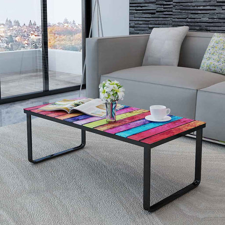 Vidaxl salontafel met regenboog-print glazen tafelblad