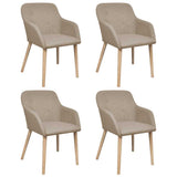 Vidaxl eetkamerstoelen 4 st stof en massief eikenhout beige