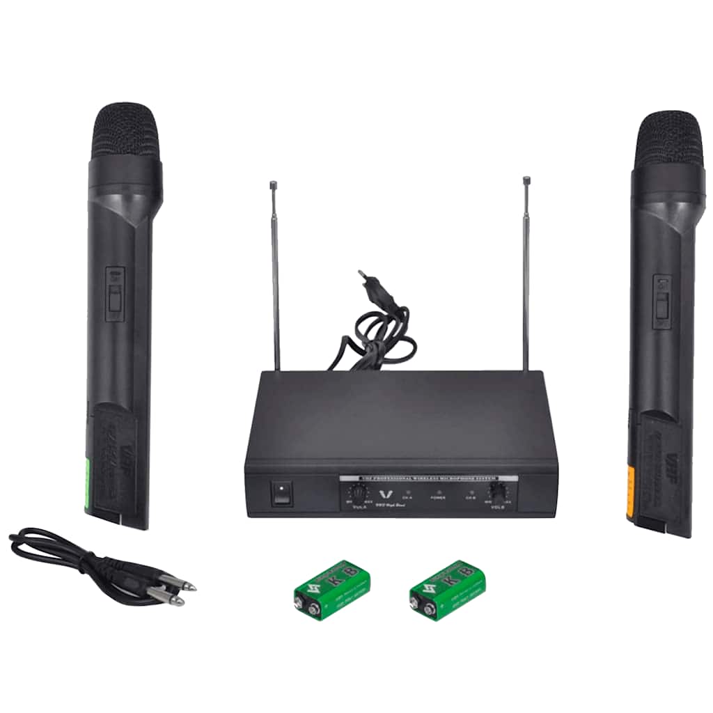 Vidaxl ontvanger met 2 draadloze microfoons vhf