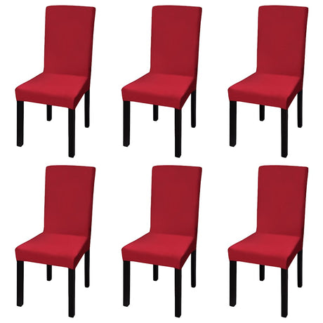 Vidaxl 6 st stoelhoes stretch recht bordeaux
