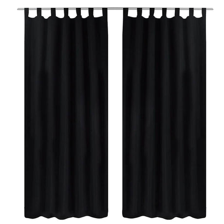 Vidaxl micro-satijnen gordijnen met ringen 140 x 175 cm 2 stuks (zwart)