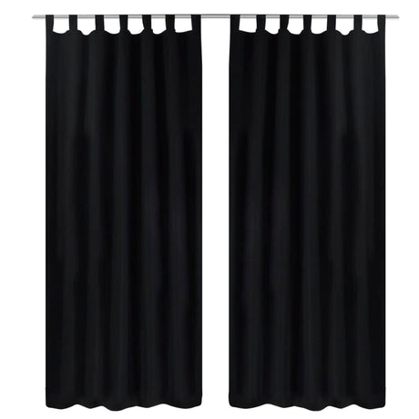 Vidaxl micro-satijnen gordijnen met ringen 140 x 175 cm 2 stuks (zwart)