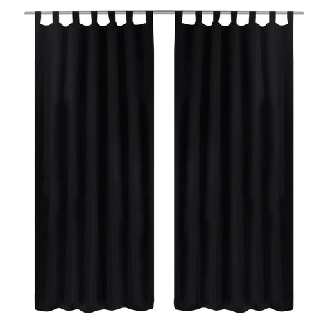 Vidaxl micro-satijnen gordijnen met ringen 140 x 225 cm 2 stuks (zwart)