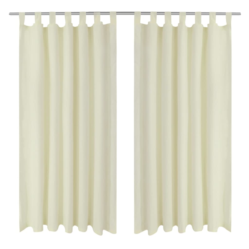 Cortinas de micro-satina Vidaxl con anillos 140 x 175 cm 2 piezas (crema)