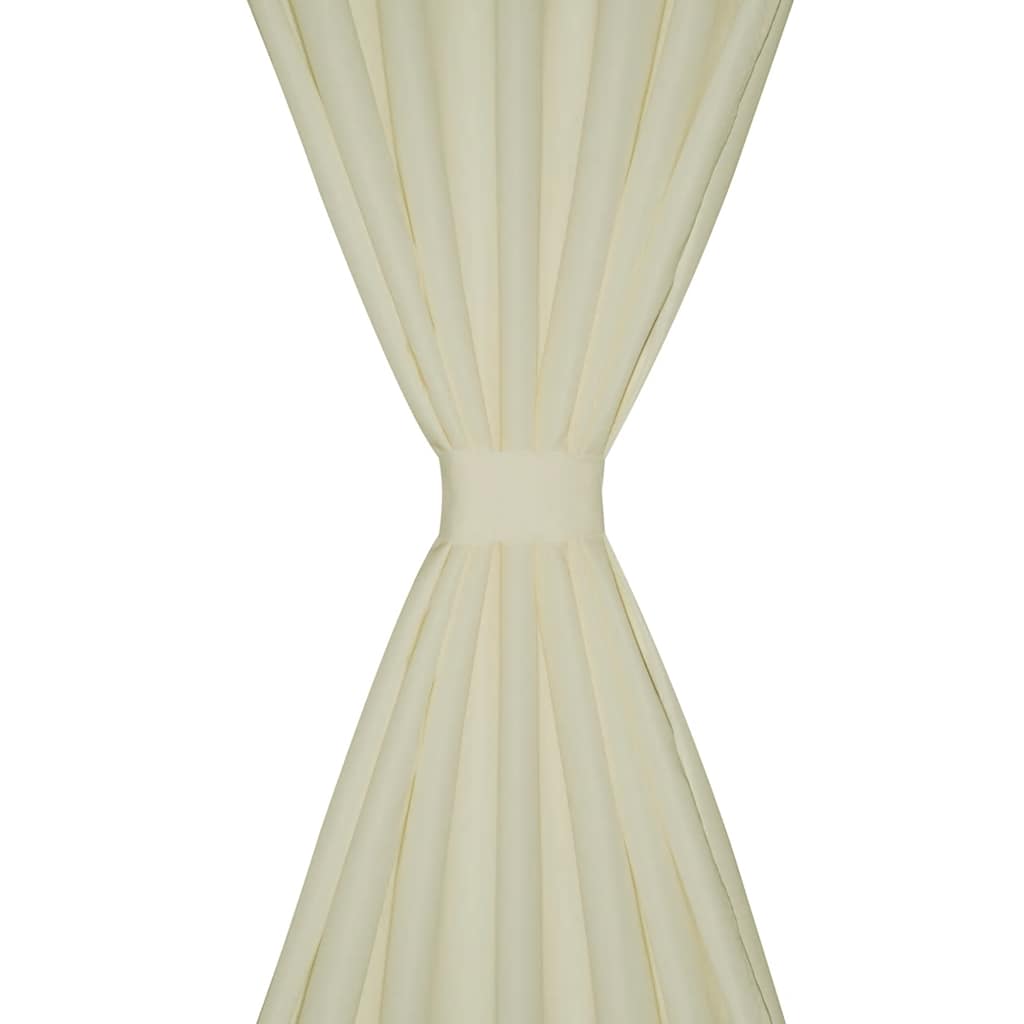 Vidaxl micro-satijnen gordijnen met ringen 140 x 225 cm 2 stuks (creme)